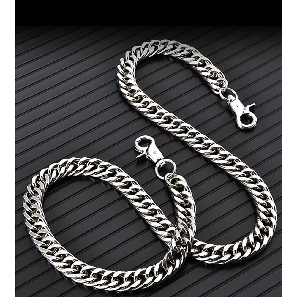 Stainless Steel Silver Detachable Wallet & Pants Chain Key Chain